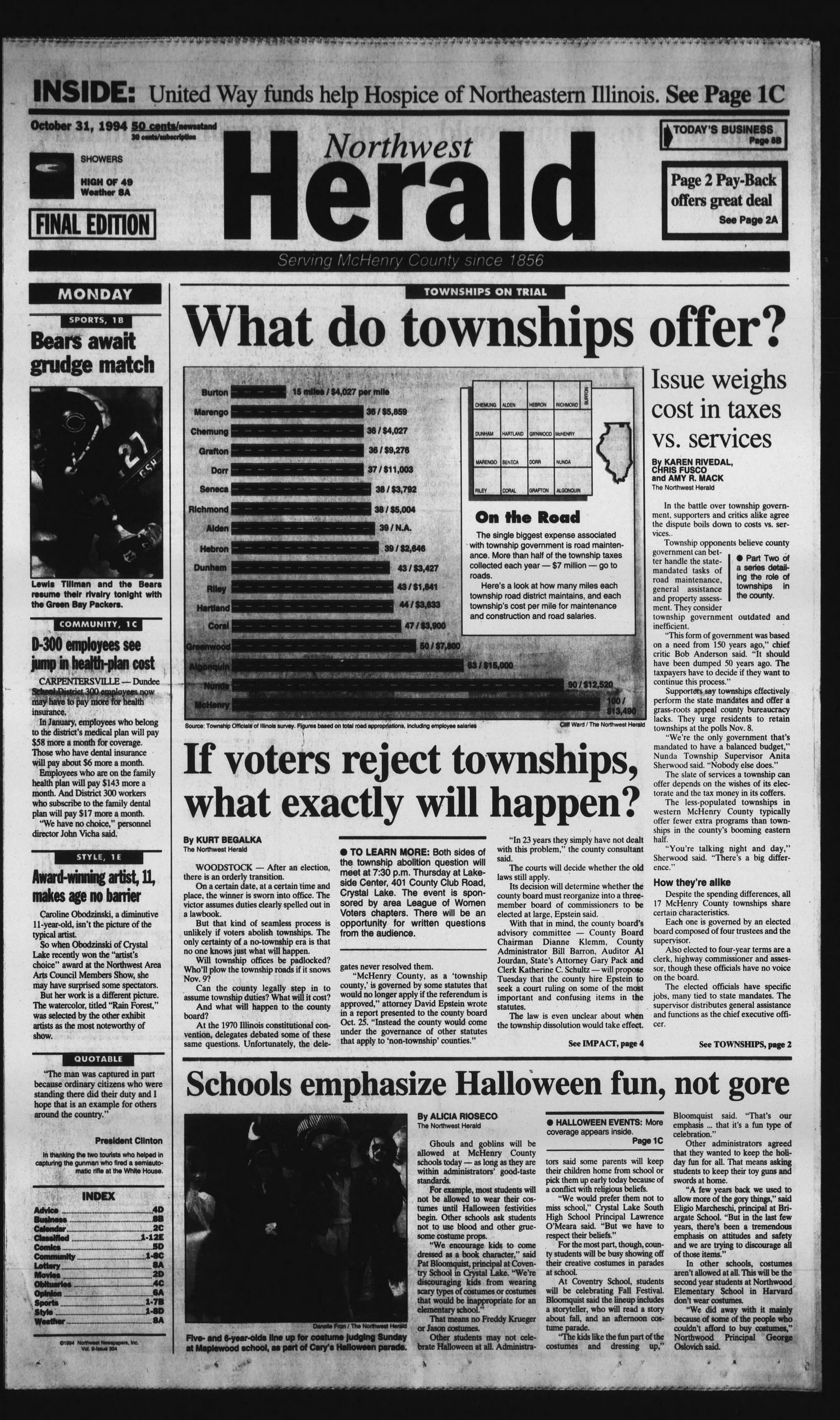 Historical covers for Oct. 31: What do townships offer? — Shaw Local News Network